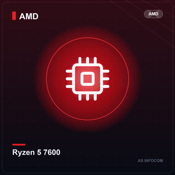 AMD Ryzen 5 7600 Desktop Processor (6 Cores, 12 Threads, AM5)