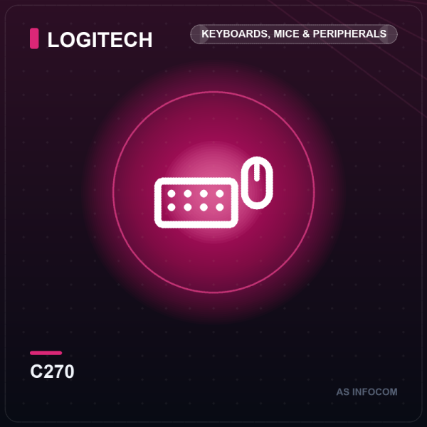 Logitech C270 HD Webcam (720p, Built-in Mic)