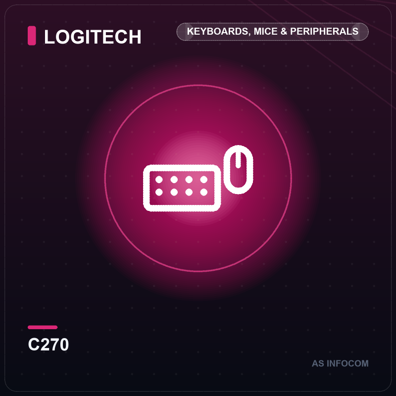 Logitech C270 HD Webcam (720p, Built-in Mic)